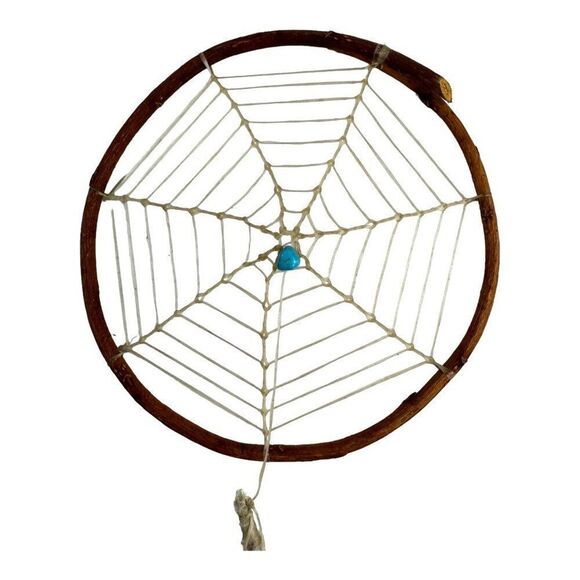 Handcrafted Dreamcatcher Feathers & Turquoise Bead 10” Hoop Southwest - Picture 2 of 7